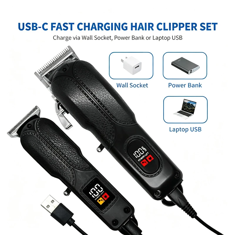 Electric Hair Clipper Kit,LED Display Easy Wash Detachable Blade Rechargeable Hair Cut Machine For Home & Barber Shop