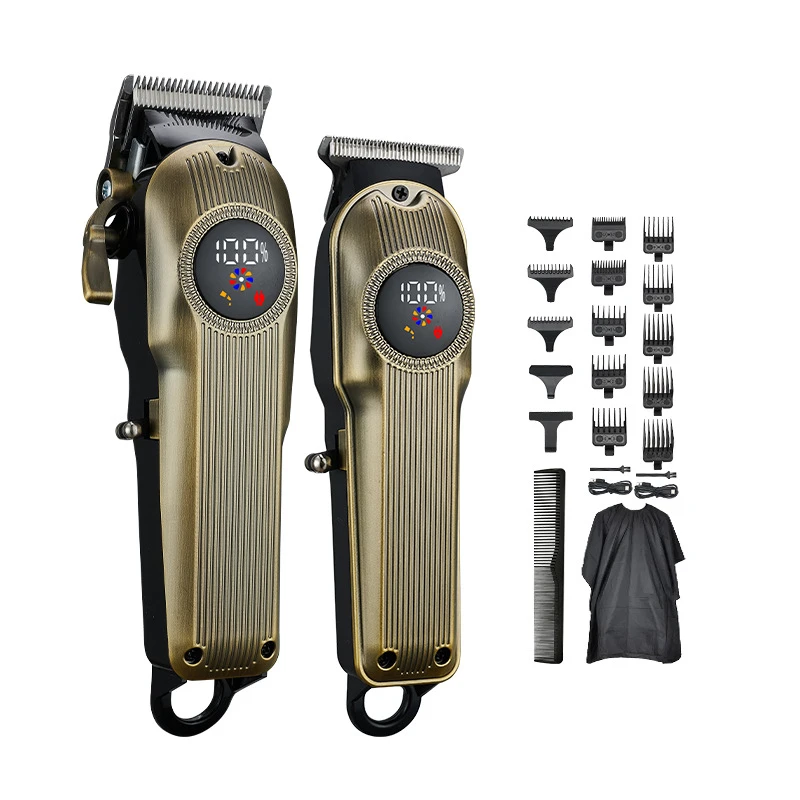 5 in 1 Men Professional Electric Hair Clipper Kit,LED Display Easy Wash Detachable Blade Rechargeable Hair Cut Machine For Home & Barber Shop
