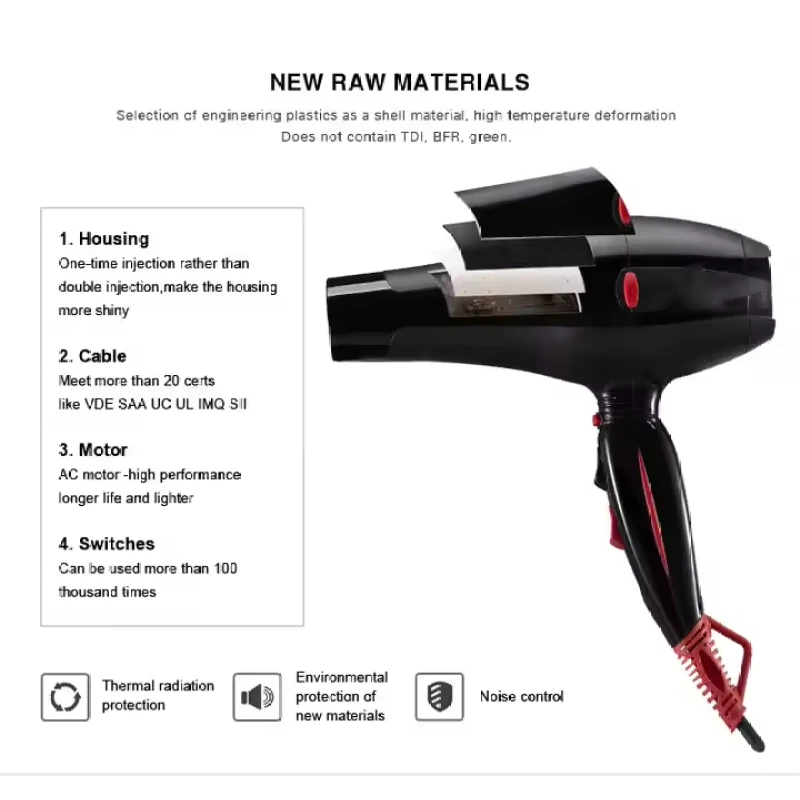 Professional 2400W AC Negative Ionic Hair Dryer & Blow Dryer, Anti-Frizz Fast Dry Salon Barber OEM Custom