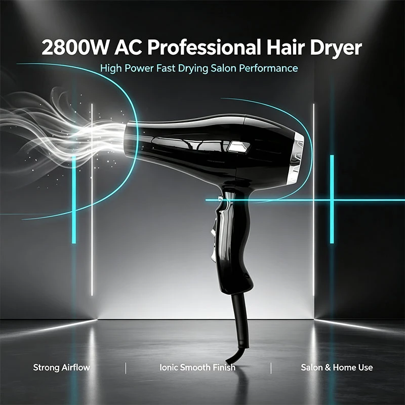 Factory Direct Manufacturer 2800W High Power Hair Dryer & Blow Dryer, Lightweight Low Noise Ionic Blow Dryer With Smart Constant Temp, Foldable Design For Barber Salon Bulk Stock Supply
