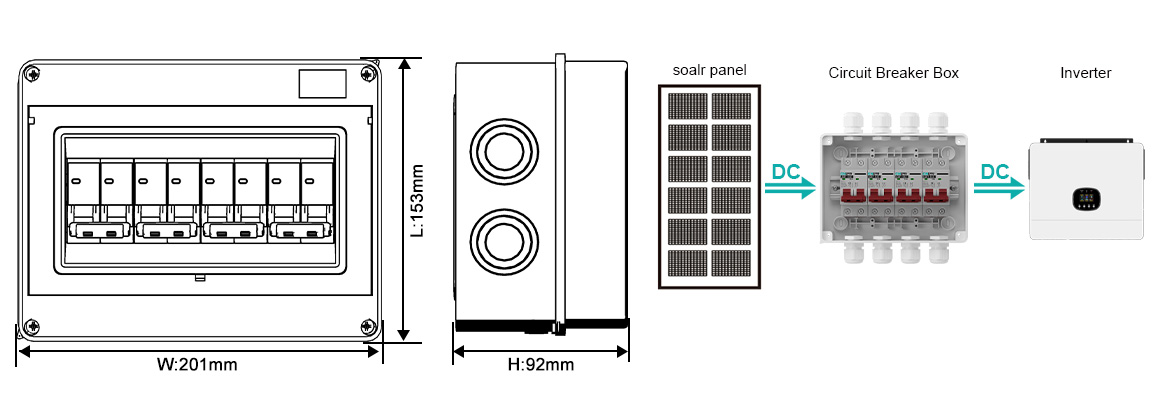 4-4 DC500V Circuit Breaker Box szie and wiring