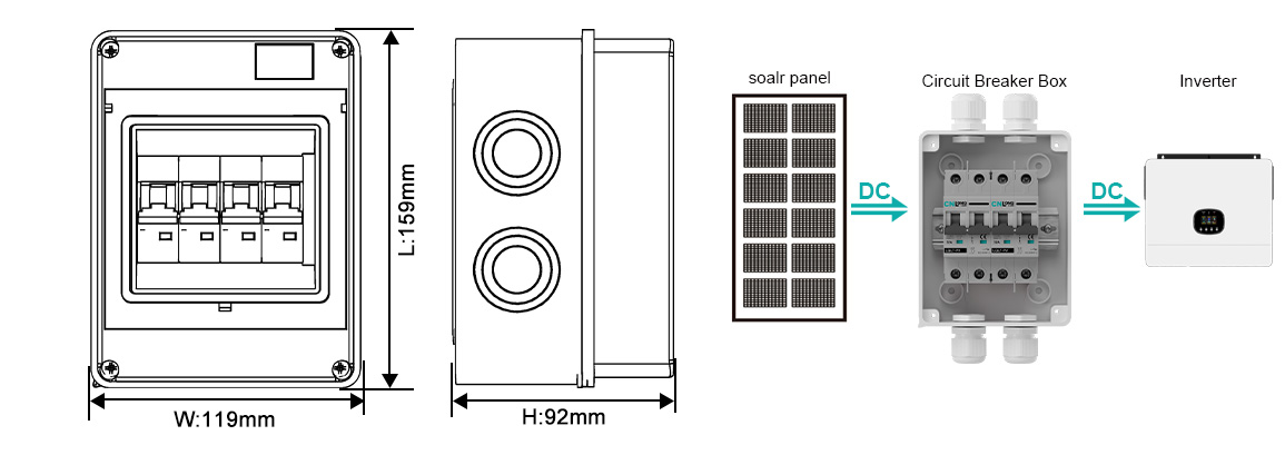 2-2 DC600V Circuit Breaker Box szie and wiring
