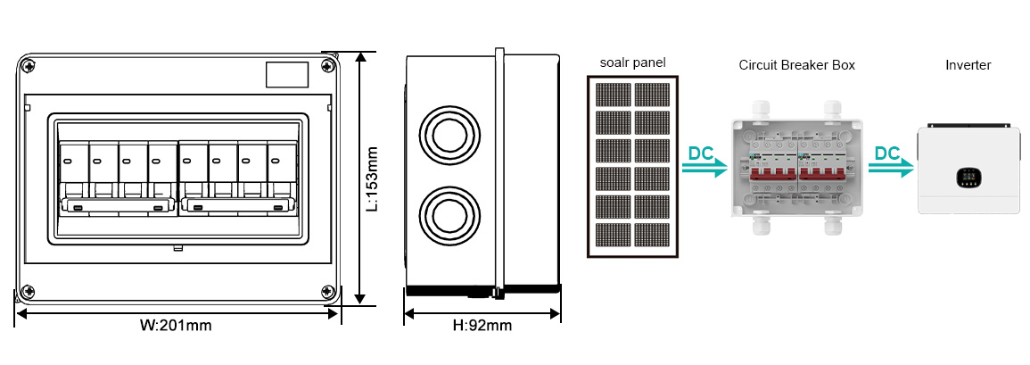 2-2 DC1000V Circuit Breaker Box szie and wiring