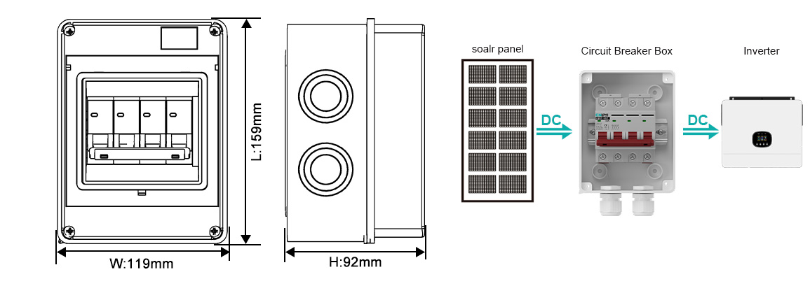 1-1 DC1000V Circuit Breaker Box szie and wiring