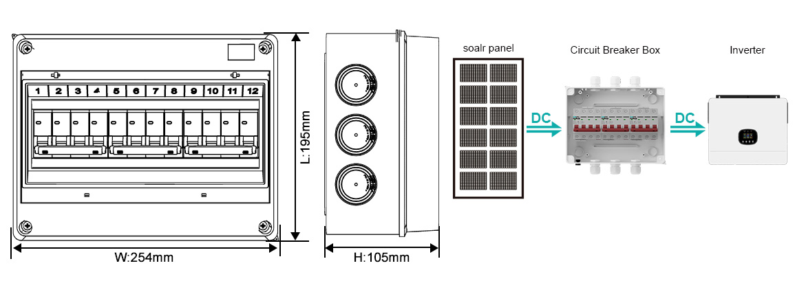 3-3 DC1000V Circuit Breaker Box szie and wiring