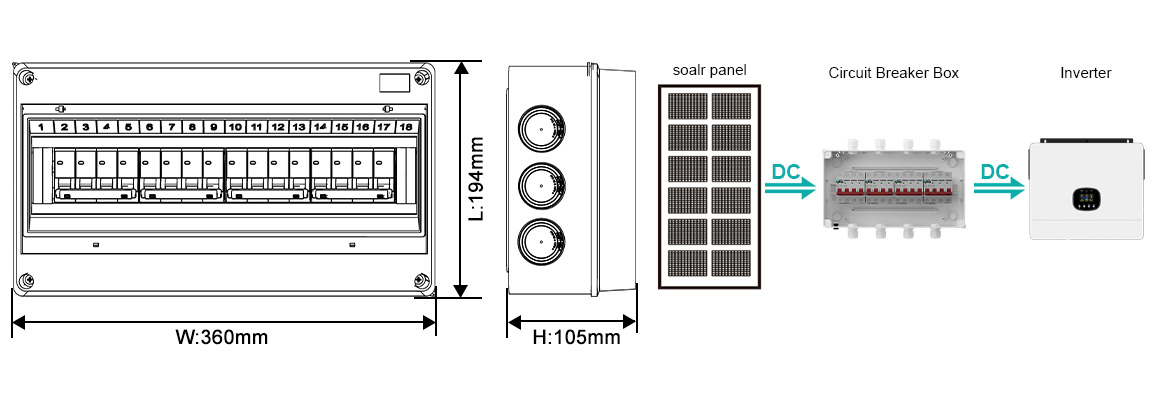 4-4 DC1000V Circuit Breaker Box szie and wiring
