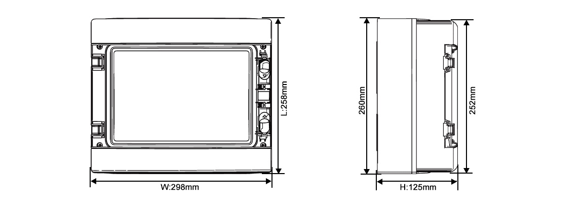 Dimensions of the 12-way waterproof box