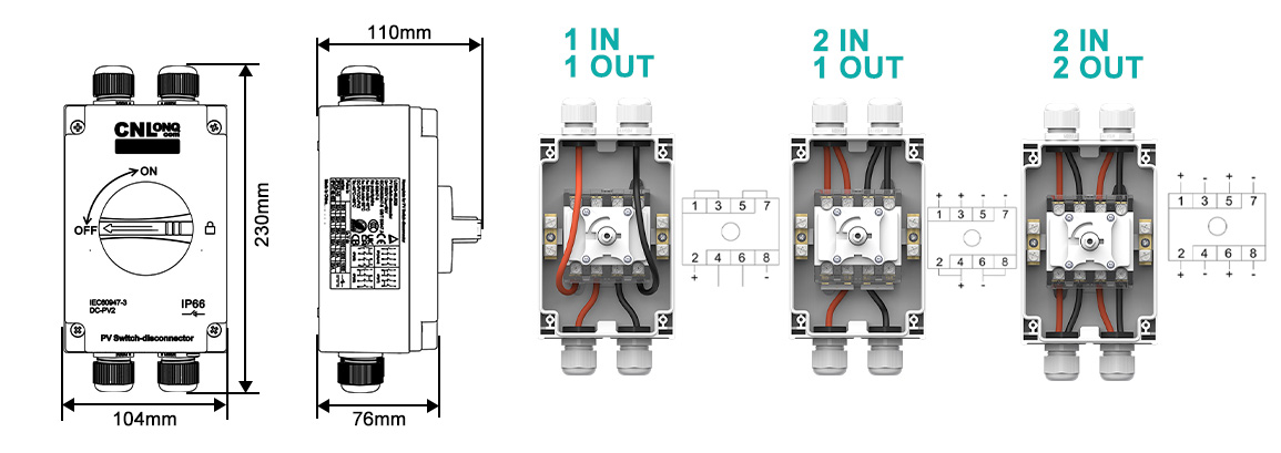 solar disconnect switch size