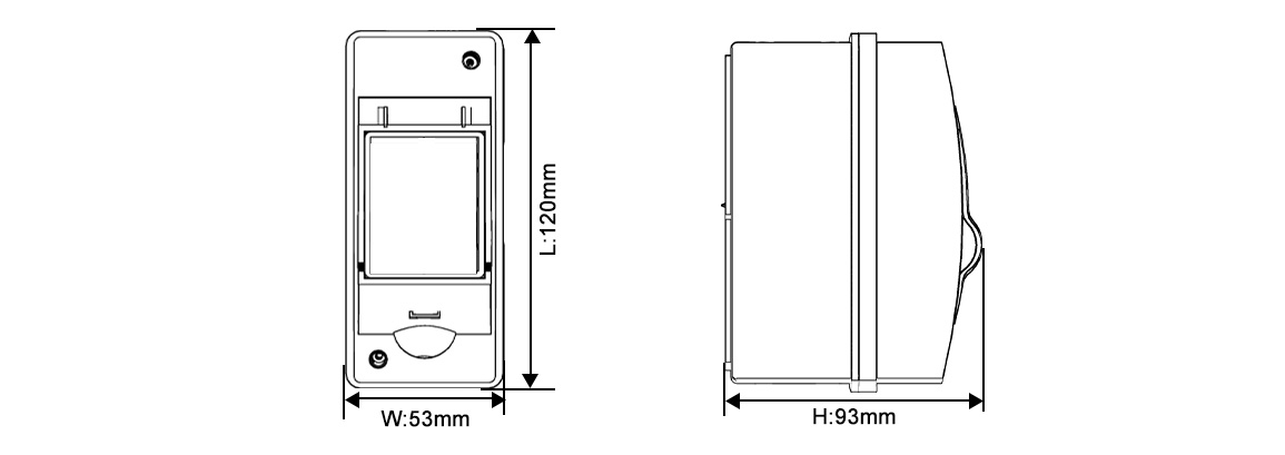 Dimensions of 2-way junction box