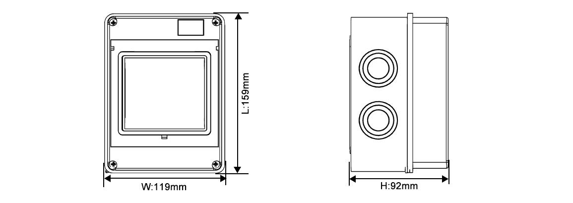 Dimensions of the 5-way junction box