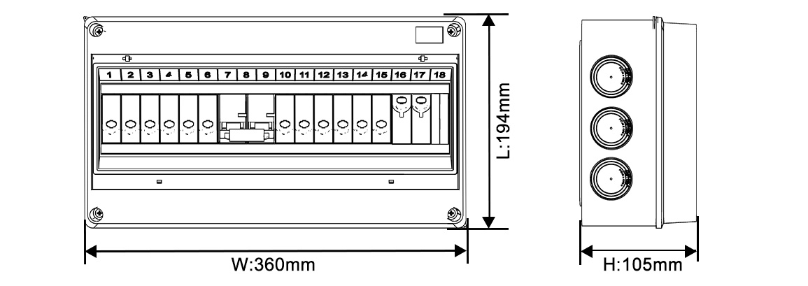 18 way junciion box size