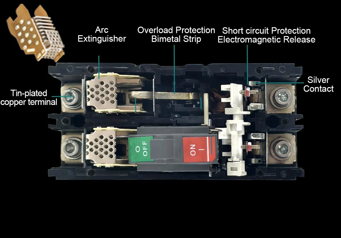 overload short circuit protection thermal magnetic trip circuit breaker resin housing circuit breaker