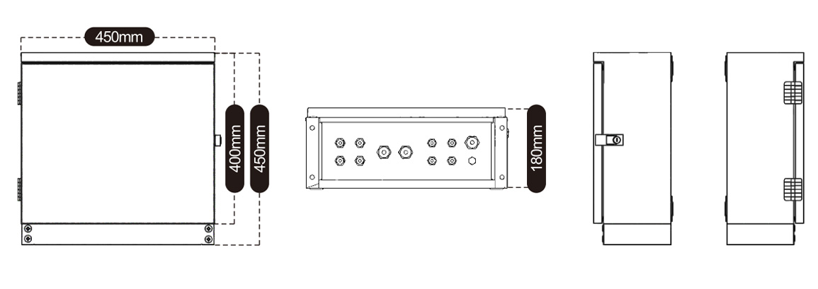 pv combiner box 4in 1out size