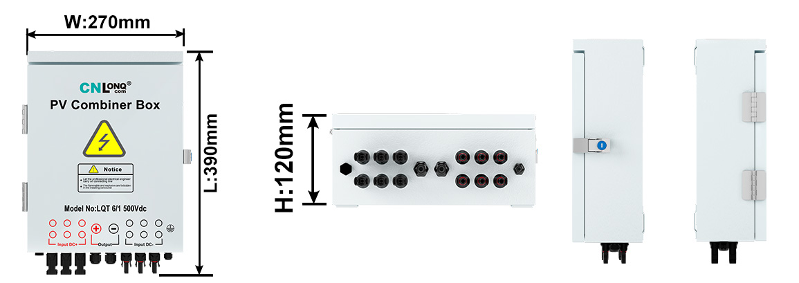 pv combiner box 20in 1out size