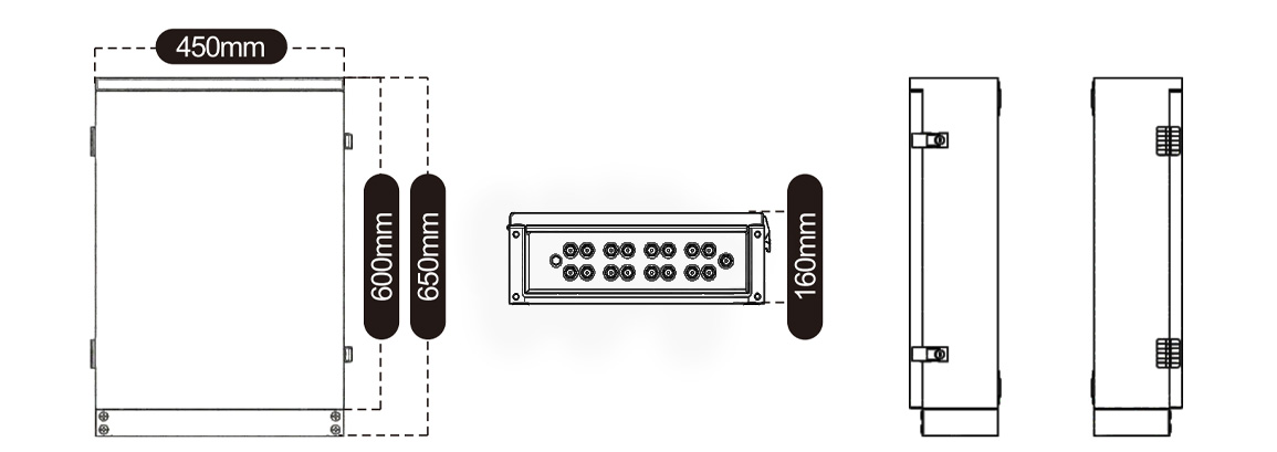 pv combiner box 4in 4out size