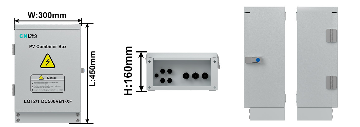 pv combiner box 2in 1out size