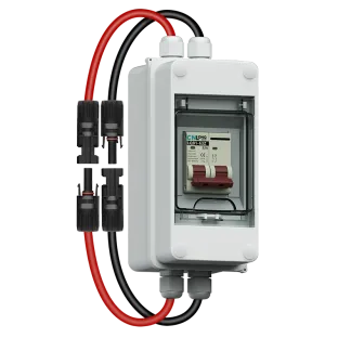 1in 1out IP65 Circuit Breaker Box DC500V with Solar Cable and 4 x PG