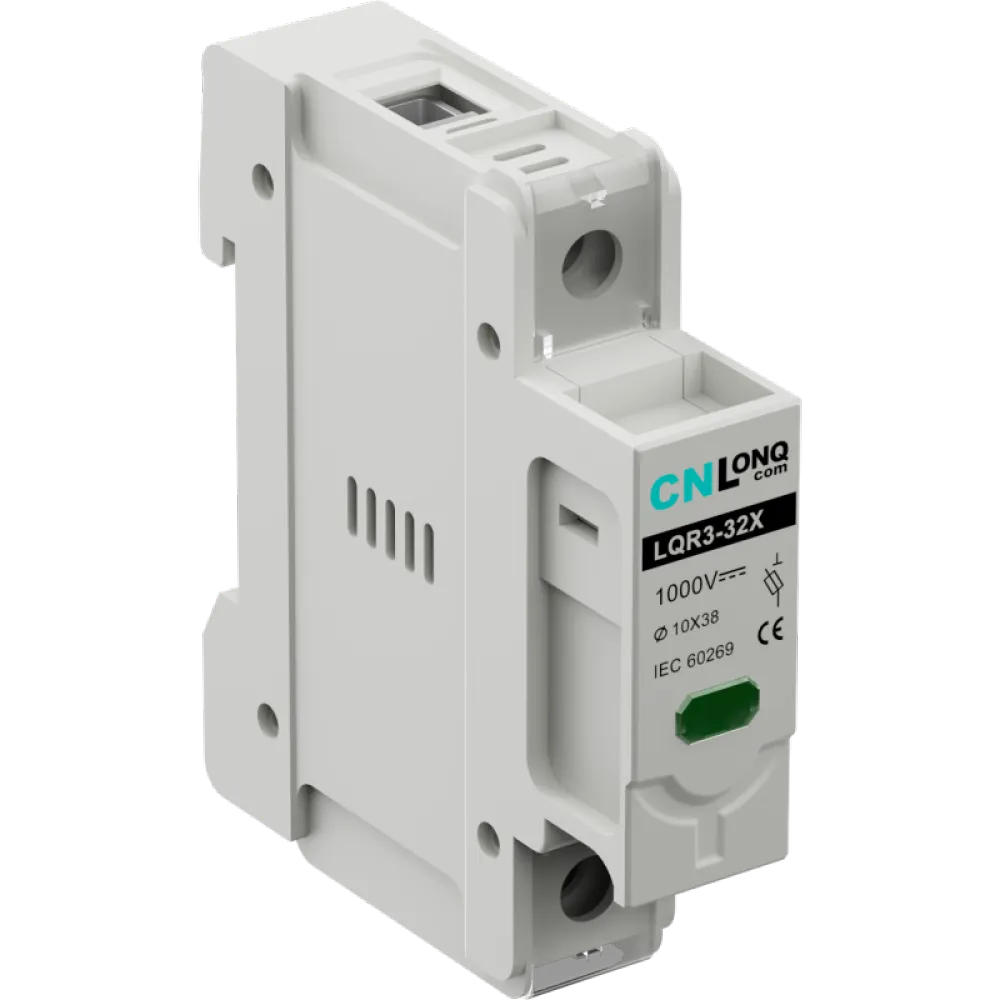 DC Fuse Holder DC1000V 32A DIN Rail with Indicator Light for 10x38mm Fuse